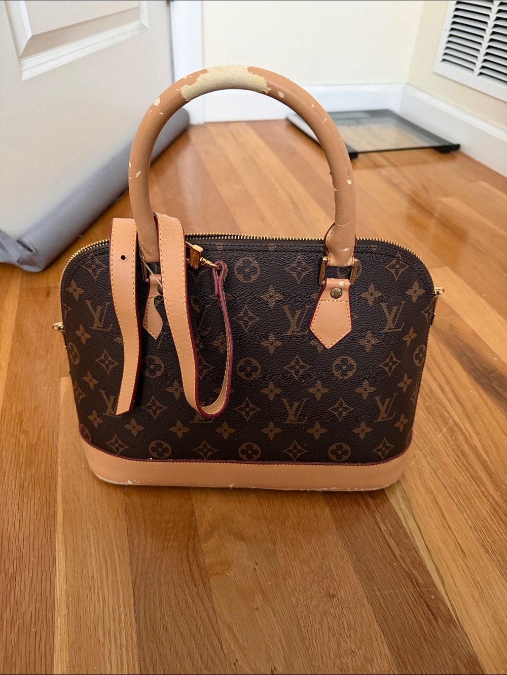 Monogram Canvas Satchel with Natural Vachetta Trim - Brown